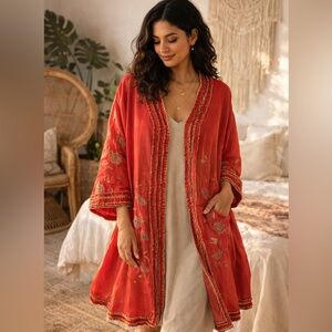 Vintage Silk Embroidery Robe Cardigan